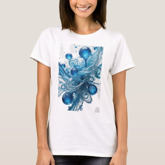 Snappy Blue WATER DRIP Print T-shirt (Voorkant)