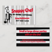 Snappy chef-kok retro stripe visitekaartje (Voorkant / Achterkant)