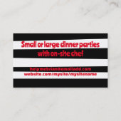 Snappy chef-kok retro stripe visitekaartje (Achterkant)