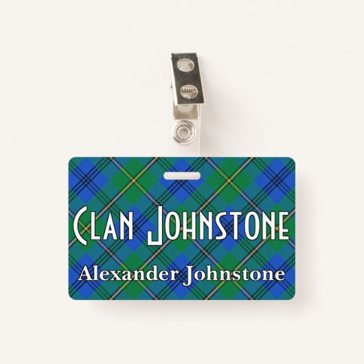 Snappy Clan Johnstone Tartan Badge (Voorkant met clip)
