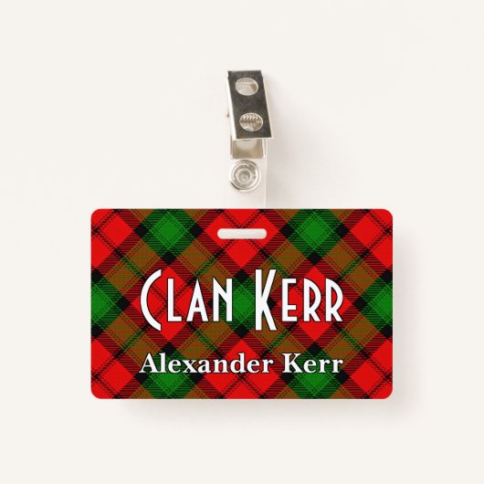 Snappy Clan Kerr Tartan Badge (Voorkant met clip)