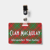 Snappy Clan MacAulay Tartan Badge (Voorzijde met clip)