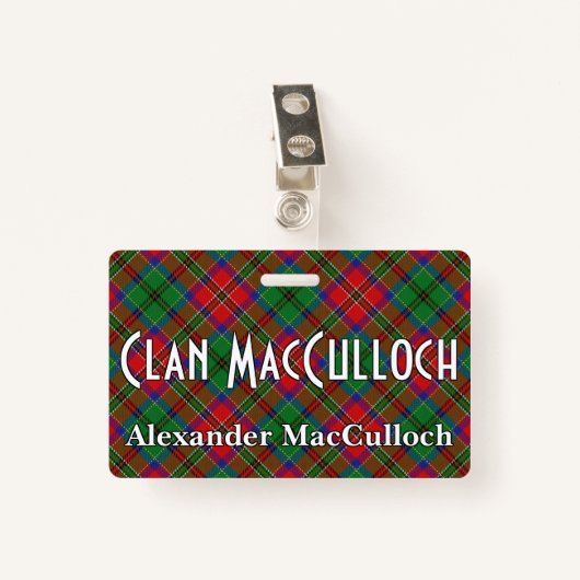 Snappy Clan MacCulloch Tartan Badge (Voorkant met clip)