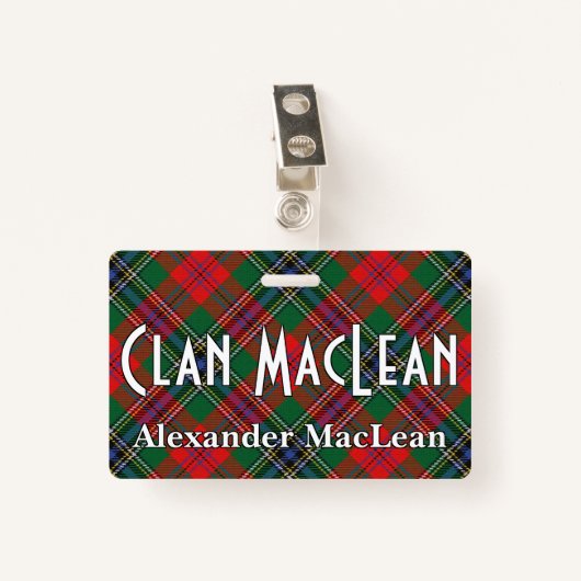 Snappy Clan MacLean Red Tartan Badge (Voorkant met clip)