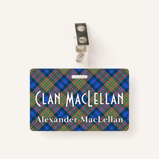 Snappy Clan MacLellan Tartan Badge (Voorkant met clip)