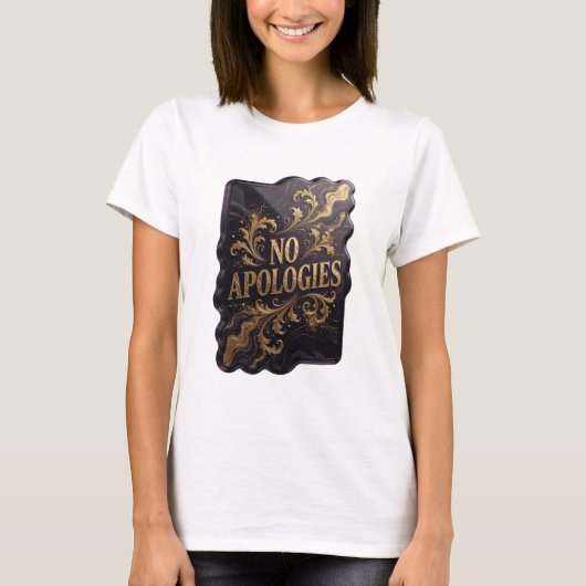 Snappy Gold GEEN EXCUSES Slogan T-shirt (Voorkant)