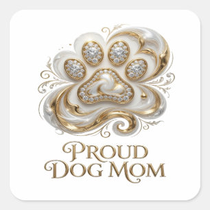 Snappy Gold PROUD DOG MOM Sticker Print