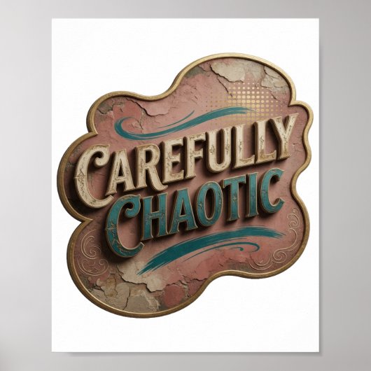 Snappy Gold ZORGvuldig CHAOTISCHE 3D-tekstkunst Poster (Voorkant)