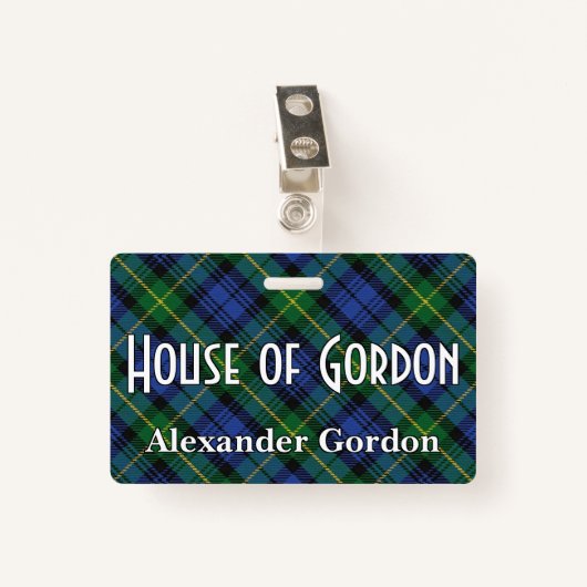 Snappy House of Gordon Tartan Badge (Voorkant met clip)