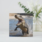 Snappy Jaws: Krokodil Leaping Verjaardag Kaart (Staand voorkant)