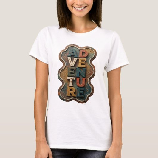 Snappy Orange AVONTUUR Statement Design T-shirt (Voorkant)