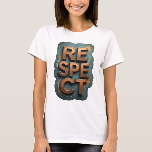 Snappy Orange RESPECT Print T-shirt (Voorkant)