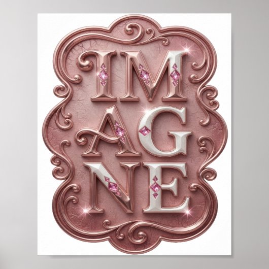 Snappy Roze IMAGINE Tekst Ontwerp Poster (Voorkant)