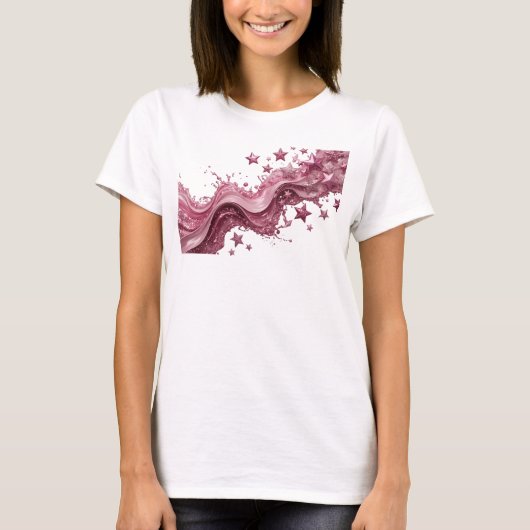 Snappy Roze ROZE STERREN SPATTENDE T-shirt (Voorkant)