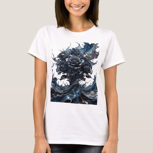 Snappy Silver ABSTRACT ART Statement T-shirt (Voorkant)