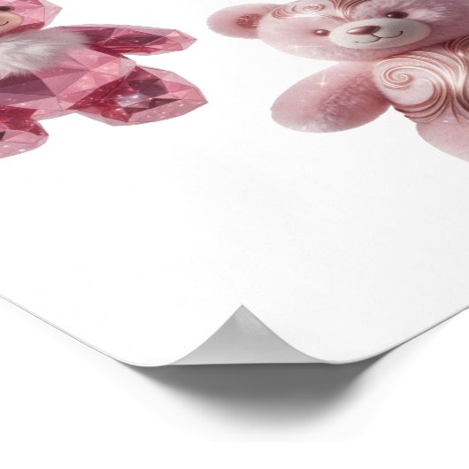 Snappy Silver DRIE ROZE TEDDYBEREN Design Poster (Hoek)