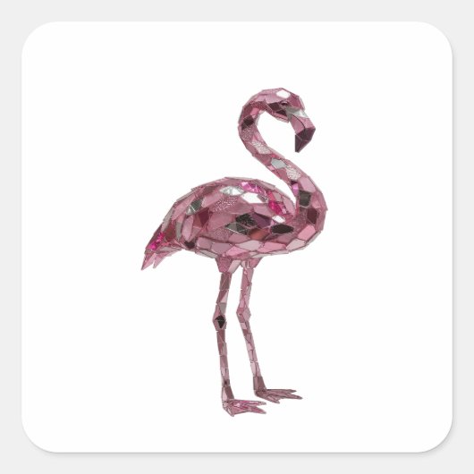 Snappy Silver FLAMINGO Decal Ontwerp Vierkante Sticker (Voorkant)