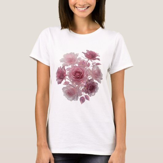Snappy Silver GLAMOUROZE ROZEN T-shirt (Voorkant)