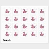 Snappy Silver PINK DUCK Decal Kunst Vierkante Sticker (Vel)