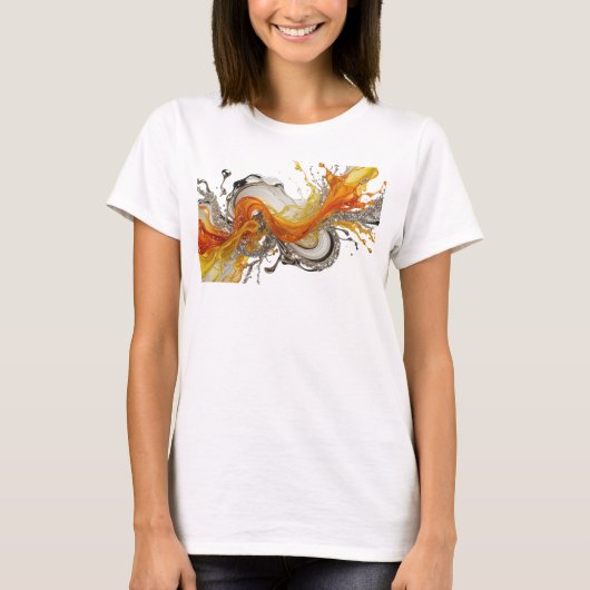 Snappy Zilver ABSTRACTE KUNST Statement T-shirt (Voorkant)