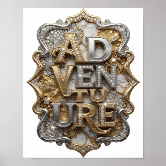 Snappy Zilver AVONTUUR Tekst Ontwerp Poster (Voorkant)
