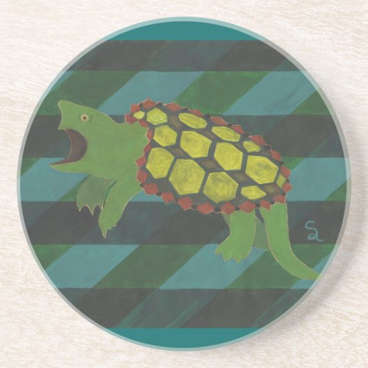 Snapschildpad Zandsteen Onderzetter (Voorkant)