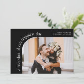 Snapshot Happiest Day Black Wedding Photo Bedankkaart (Staand voorkant)
