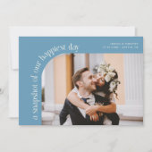 Snapshot Happiest Day Denim Blue Wedding Photo Bedankkaart (Voorkant)
