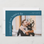 Snapshot Happiest Day Teal Wedding Photo Bedankkaart (Voorkant)