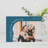 Snapshot Happiest Day Teal Wedding Photo Bedankkaart (Staand voorkant)