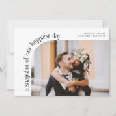 Snapshot Happiest Day White Wedding Photo Bedankkaart (Voorkant)