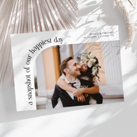 Snapshot Happiest Day White Wedding Photo Bedankkaart