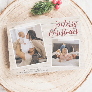 Snapshot Merry Kerstmis 2 Photo Holiday Card Feestdagenkaart