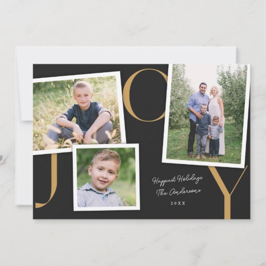  Snapshot Modern JOY Holiday 3-fotokaart Feestdagenkaart (Voorkant)