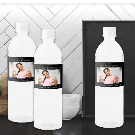 Snapshot verjaardagsfoto waterfles etiket