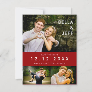 Snapshots Huwelijk in het Rood Save the Date Kaart