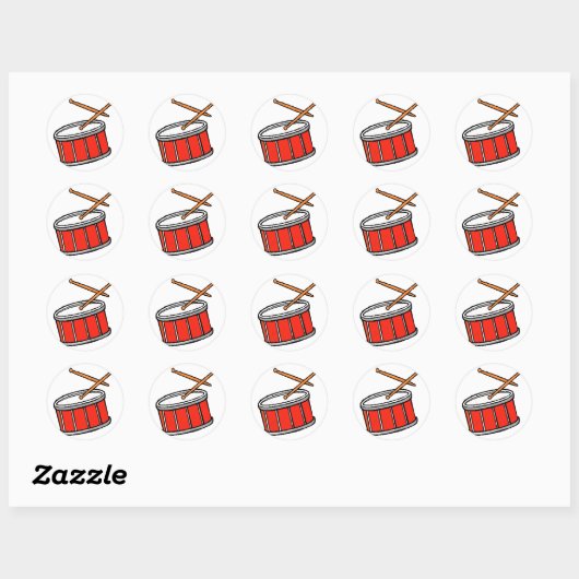 Snare Drum Red Ronde Sticker (Vel)