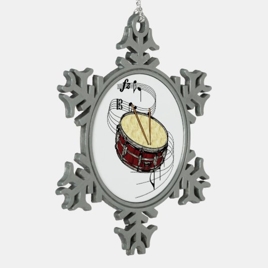 Snare Drum Tin Sneeuwvlok Ornament (Links)