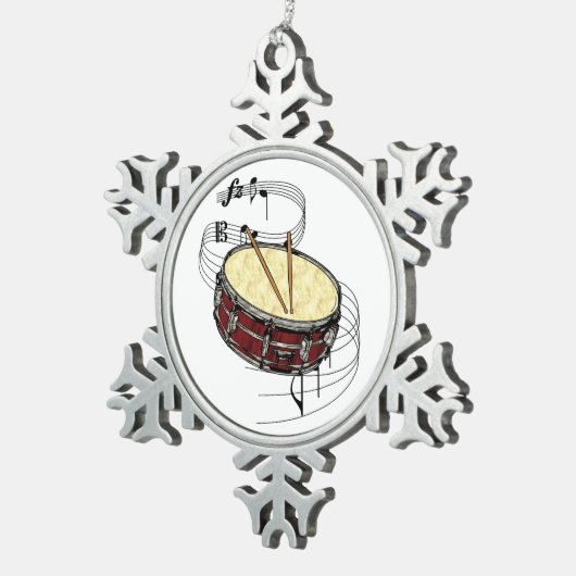 Snare Drum Tin Sneeuwvlok Ornament (Rechts)