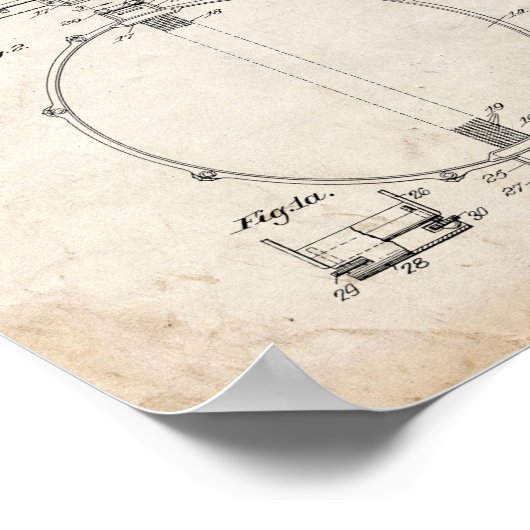 Snare drumpatent - Oude look Poster (Hoek)