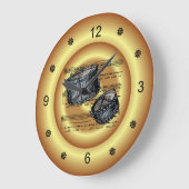 Snare drums ~ Blad-muziek ~ Gold Background ~  Grote Klok (Hoek)