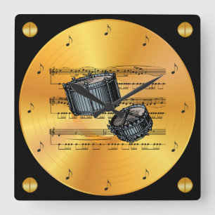 Snare drums ~ Blad muziek ~ Gold Record ~ Vierkante Klok