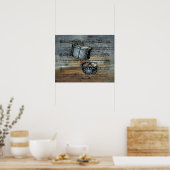 Snare Drums ~ Blad op achtergrond van hout Poster (Keuken)