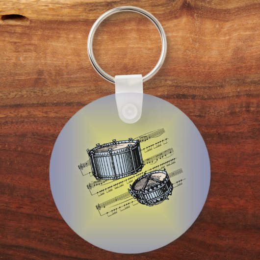 Snare drums met vel muziekachtergrond sleutelhanger (Voorkant)