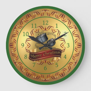 Snare Drums ~ Musical Scroll ~ "Merry Christmas" Grote Klok