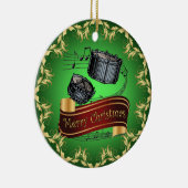 Snare Drums ~ Musical Scroll ~ Merry Kerstmis ~ Keramisch Ornament (Rechts)