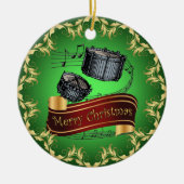 Snare Drums ~ Musical Scroll ~ Merry Kerstmis ~ Keramisch Ornament (Voorkant)