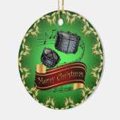 Snare Drums ~ Musical Scroll ~ Merry Kerstmis ~ Keramisch Ornament (Links)
