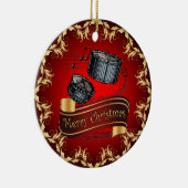 Snare Drums ~ Musical Scroll ~ Merry Kerstmis ~ Keramisch Ornament (Rechts)