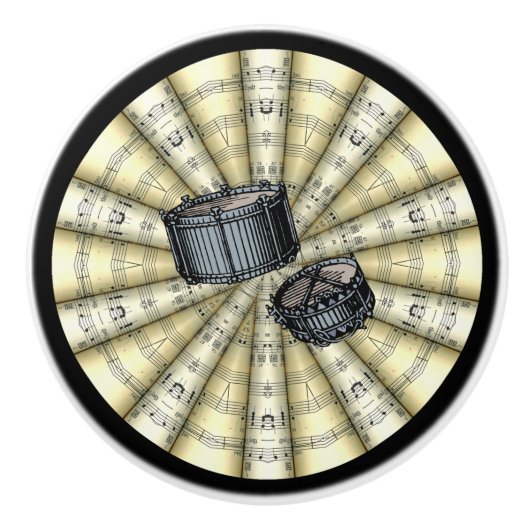 Snare drums ~ Rollend vel Music ~Chose Background Keramische Knop (Voorkant)